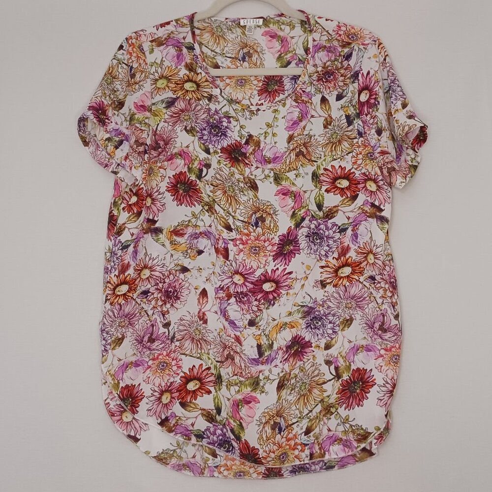 Women's Spense Floral Lightweight Short Sleeve Blouse‎ Size Medium